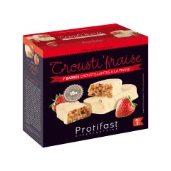 Protifast barre croustillante à la fraise riche en protéines.