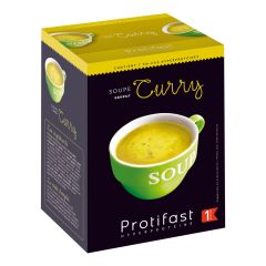 Préparation instantanée pour soupe saveur curry riche en protéines. 7 sachets