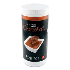 Préparation en poudre au chocolat pour entremets dessert riche en protéines. Format économique : 1 pot de 500 g