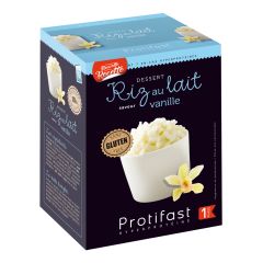 Dessert diététique façon riz au lait arôme vanille riche en protéines. 7 sachets x 28,5 g